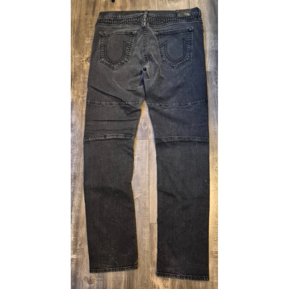 True Religion Mens Geno Relaxed Slim Fit Jeans 38x32 Black Stretch